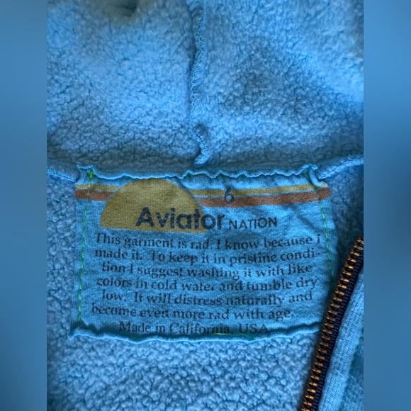 Aviator Nation Hoodie blue with pink bolt full zip size 6 - Picture 3 of 5